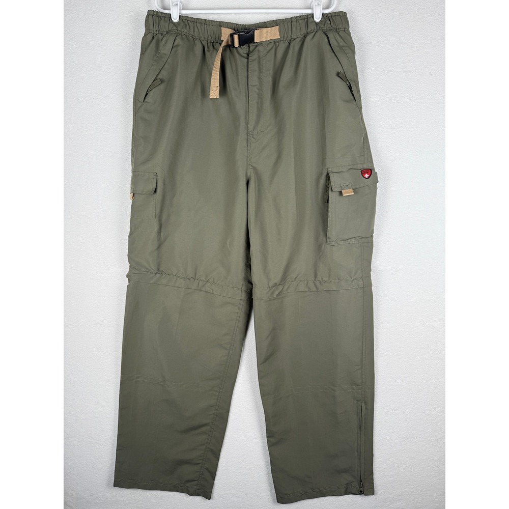 Suisse Sport Convertible Cargo Pants Mens XL Green Nylon Lightweight Hiking Trek